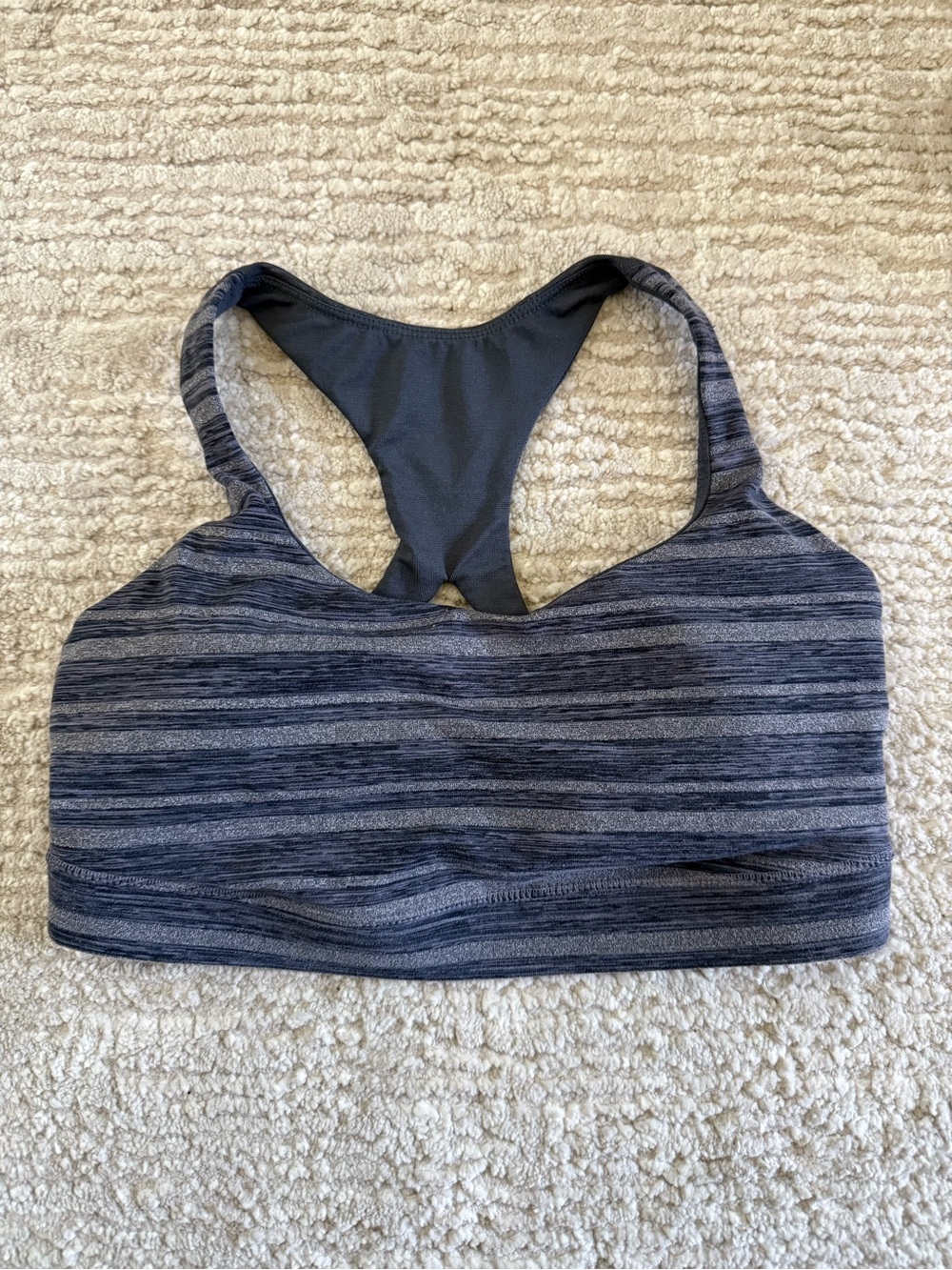 lululemon athletica Heathered Charcoal Striped Racerback Sports Bra
